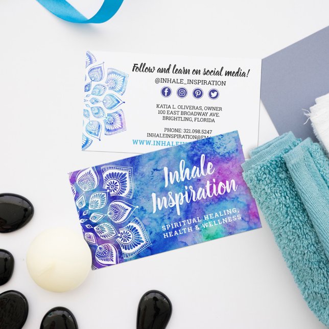 Wasserfarbe Mandala Metaphysische Yoga Social Medi Visitenkarte (Von Creator hochgeladen)