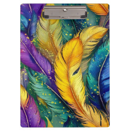 Wasserfarbe Mardi Gras Feather nahtloses Muster Klemmbrett