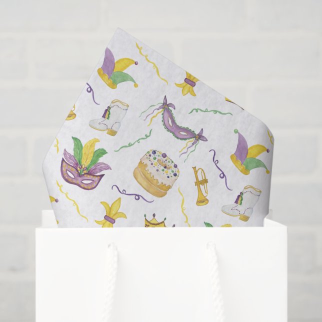 Wasserfarbe Mardi Gras Masken King Cake Crown Seidenpapier (Geschenktüte)