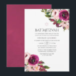Wasserfarbe Marsala und Blush Floral Bat Mitzvah Einladung<br><div class="desc">Trendy blush pink und marsala (bordeauxrot) floralen Fledermaus mitzvah laden zu Ihren Veranstaltungen Besonderheiten ein.</div>