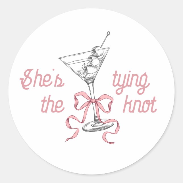 Wasserfarbe Martini rosa Bow binden Knoten Runder Aufkleber (Vorderseite)