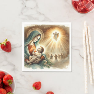 Wasserfarbe Mary & Baby Jesus Krippe Dekoupage Serviette