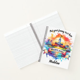 Wasserfarbe Maryland mit Staat-Highlights Notizbuch