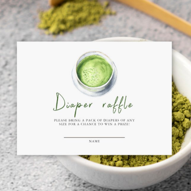 Wasserfarbe Matcha Latte Diaper Raffle Begleitkarte (Von Creator hochgeladen)