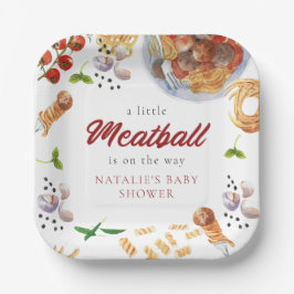 Wasserfarbe Meatball Italienische Babydusche Pappteller