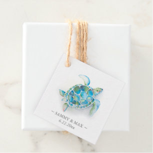 Wasserfarbe-Meereschildkröte-Gunst-Tags Geschenkanhänger