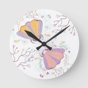 Wasserfarbe Meerespflanzen Runde Wanduhr