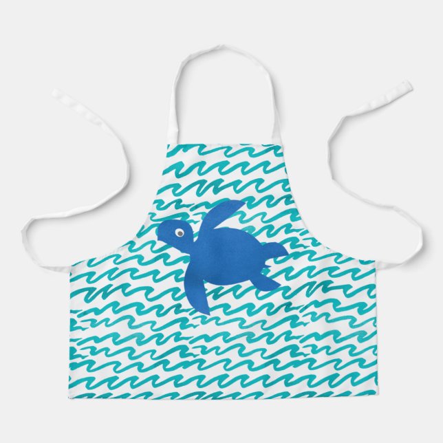 Wasserfarbe Meeresschildkröte Shibori-Welle Schürze (Vorderseite)