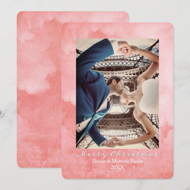 Wasserfarbe Mellow Rose Elegante Weihnachtskarte Einladung (Vorne/Hinten)