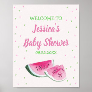 Wasserfarbe Melon Babydusche Rosa Grün Poster