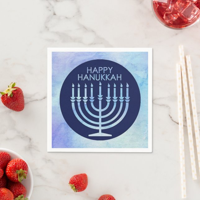 Wasserfarbe menorah Hanukkah Serviette (Beispiel)