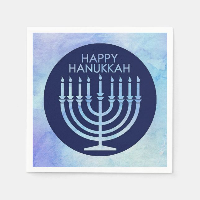 Wasserfarbe menorah Hanukkah Serviette (Vorderseite)