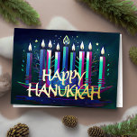 Wasserfarbe Menorah Happy Hanukkah Feiertagskarte<br><div class="desc">Unterkunft thematisch von Umua entworfen. Gedruckt und ausgeliefert von Zazzle oder ihren Partnern.</div>