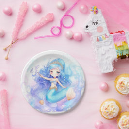 Wasserfarbe Mermaid Baby Girl Dusche Pappteller