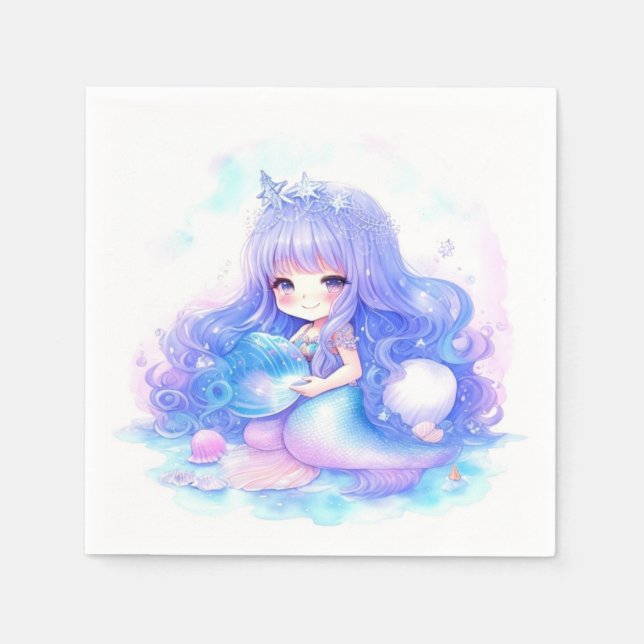 Wasserfarbe Mermaid Babydusche Serviette (Vorderseite)