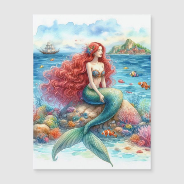 Wasserfarbe Mermaid magnetisch Magnetkarte (Vorderseite)