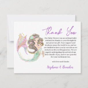 Wasserfarbe MERMAID unter dem Meer Vielen Dank Dankeskarte