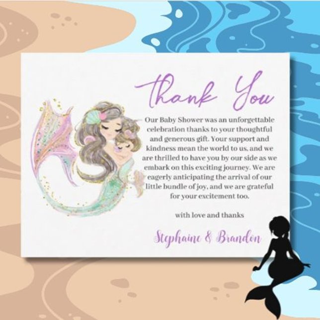 Wasserfarbe MERMAID unter dem Meer Vielen Dank Dankeskarte (Express your gratitude with this enchanting MERMAID Under The Sea Thank You card )