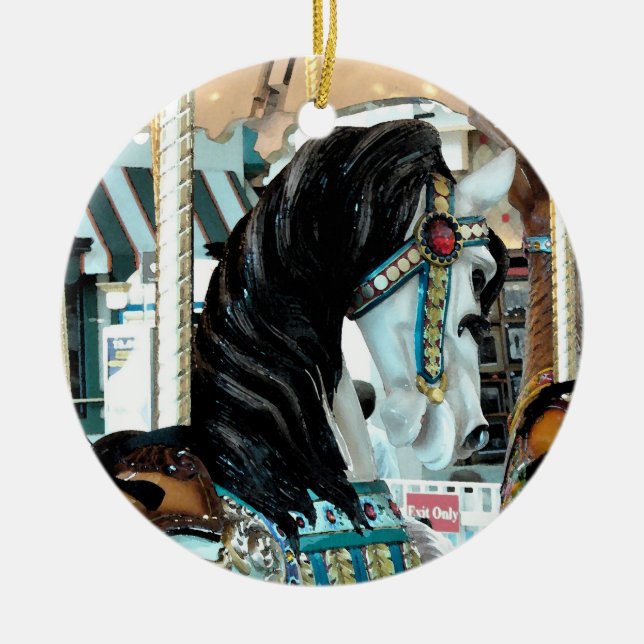 Wasserfarbe Merry-Go-Round Pferd Keramik Ornament (Vorne)