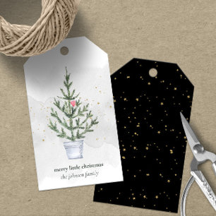 Wasserfarbe Merry Little Weihnachtsbaum Gift Tags Geschenkanhänger