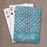 Wasserfarbe Messy Polka Dots - blau und rosa Spielkarten<br><div class="desc">Ein feminines Muster mit fast abstraktem Design. Ein trendiges Design mit Schmuckfarben und Eleganz. Elemente können leichter angepasst werden, wenn Sie zuerst alle Foto und Texte ersetzen. Wenn Ihre Kunst noch angepasst werden muss, klicken Sie auf die Schaltfläche Diese anpassen. Das bringt Sie zu einem Designbereich, wo Sie Dinge bewegen...</div>