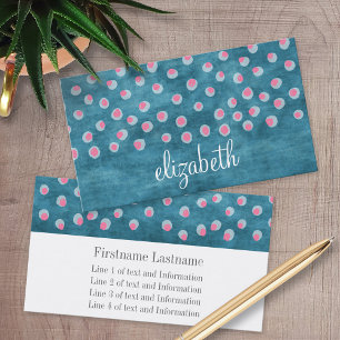 Wasserfarbe Messy Polka Dots - blau und rosa Visitenkarte