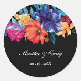Wasserfarbe mexikanische Fiesta Blume Hochzeit Sch Runder Aufkleber