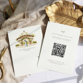 Wasserfarbe Mexiko Hacienda | QR Code Wedding RSVP Karte