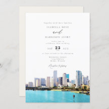 Wasserfarbe Miami Florida Skyline Hochzeit