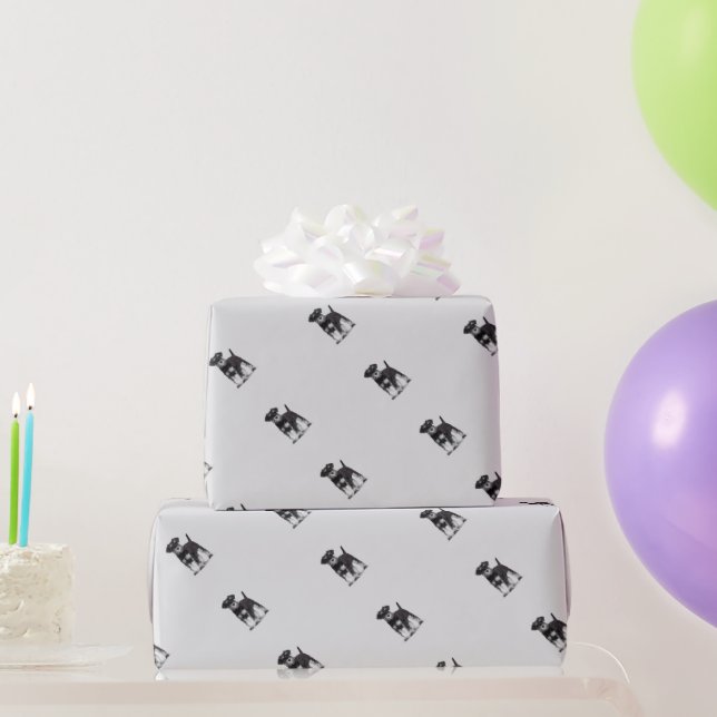 Wasserfarbe Miniatur Schnauzer Hund Tier Geschenkpapier (Partygeschenke)