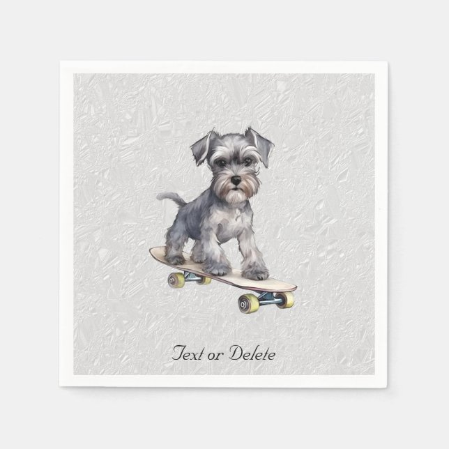 Wasserfarbe Miniatur Schnauzer Napkins Serviette (Vorderseite)