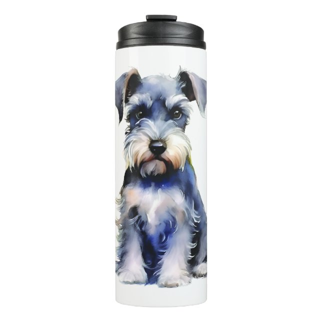 Wasserfarbe Miniatur Schnauzer Thermosbecher (Vorderseite)