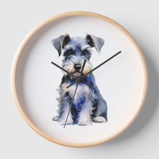 Wasserfarbe Miniatur Schnauzer Uhr