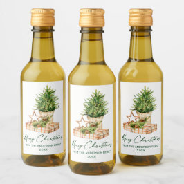 Wasserfarbe Minimalistische Weihnachtskalligraphie Weinetikett