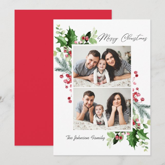 Wasserfarbe Mistletoe Holly Berry Weihnachten 2 FO (Vorne/Hinten)