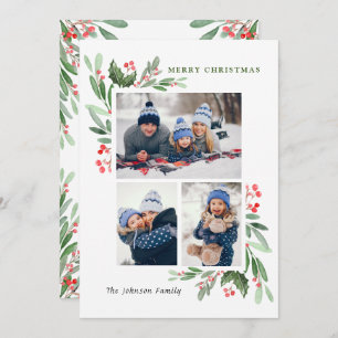 Wasserfarbe Mistletoe Holly Berry Weihnachten 3 FO