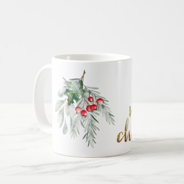 Wasserfarbe Mistletoe Kaffeetasse (Vorderseite Links)