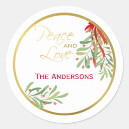 Wasserfarbe Mistletoe | Personalisierter Urlaub Runder Aufkleber