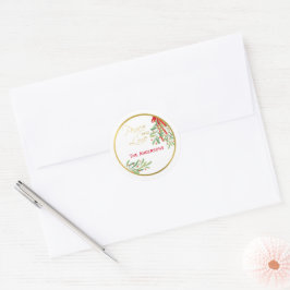 Wasserfarbe Mistletoe | Personalisierter Urlaub Runder Aufkleber