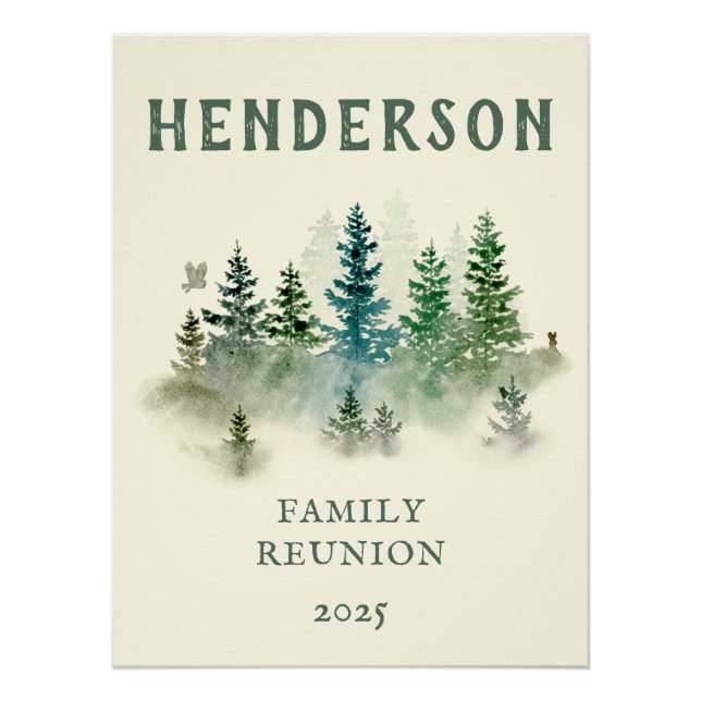 Wasserfarbe Misty Holz Retro Rustikal Poster (Vorderseite)