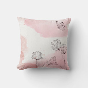 Wasserfarbe mit Blume und Schmetterling Kissen