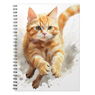 WASSERFARBE MIT ORANGE TABBY CAT NOTIZBLOCK