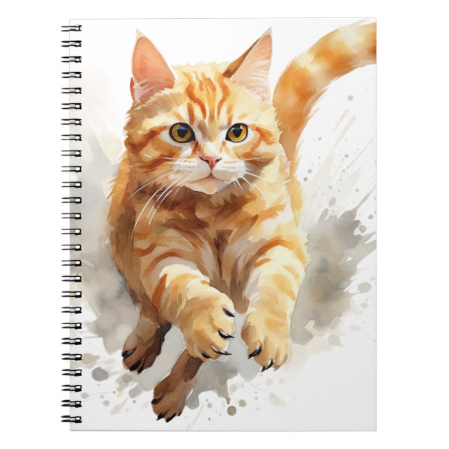 WASSERFARBE MIT ORANGE TABBY CAT NOTIZBLOCK (Vorderseite)