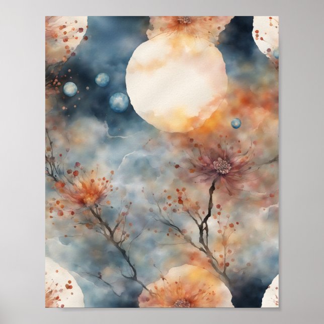 Wasserfarbe mit schwimmendem Wasser Poster (Vorne)