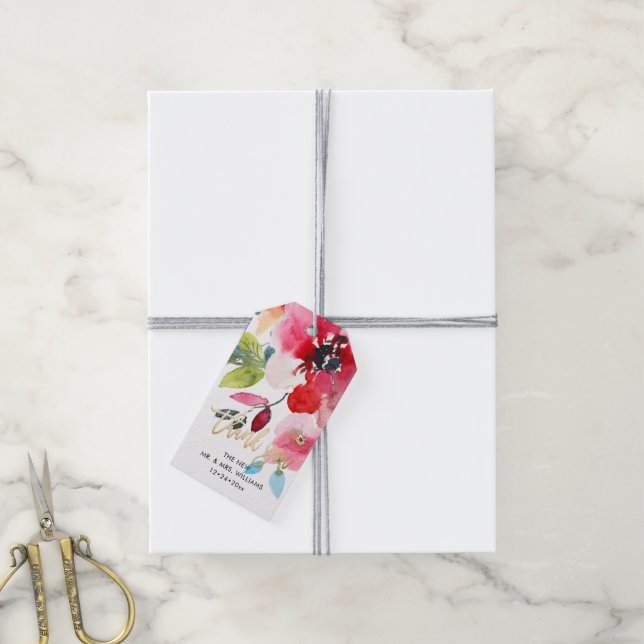 Wasserfarbe Mitte Sommer Blume Vielen Dank Geschenkanhänger (Mit Garn)