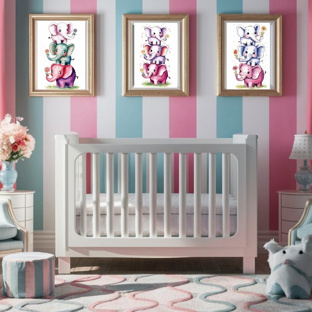 Wasserfarbe modern 3 Elefant mit Blume3 Poster (Von Creator hochgeladen)