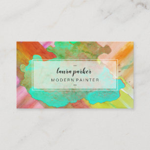 Wasserfarbe Moderne Abstrakte Pinselstriche Visitenkarte