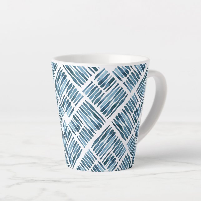 Wasserfarbe Moderne Marine Strickdiagonal Muster Milchtasse (Rechte Ecke)