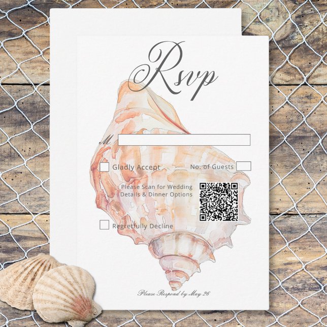Wasserfarbe Moderne Palms & Beach Scene QR-Code RSVP Karte (Watercolor Modern Palms & Beach Scene QR Code RSVP Card)