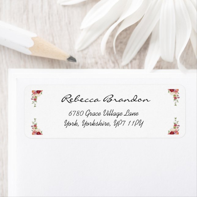 Wasserfarbe Moderne Peony Rücksendeadresse (Insitu)